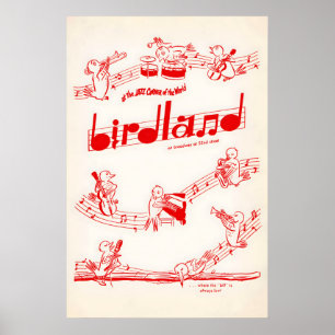 Affiche jazz Birdland - 52e Rue - New York - 1950s