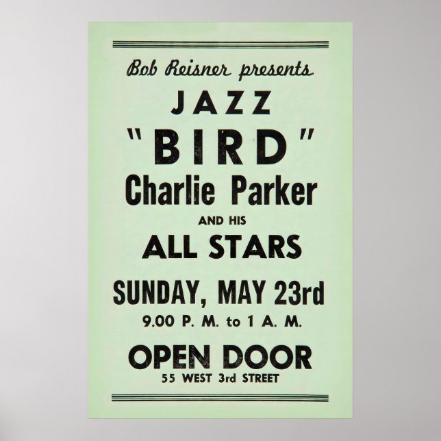 Affiche jazz Charlie Parker - Open Door - 1954 2 (Devant)