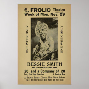 Affiche jazz de Bessie Smith - Théâtre Frolic