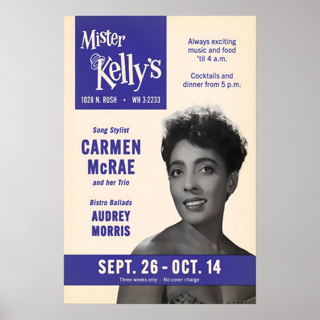 Affiche jazz de Carmen McRae - Mister Kelly's (Devant)