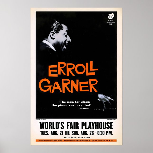 Affiche jazz Erroll Garner - One World Concert (Devant)