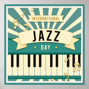 Affiche Jazz Piano Music Illustration Notes musicales