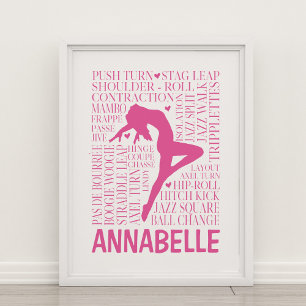 Affiche Jazz Word Cloud Hot Pink Wall Art
