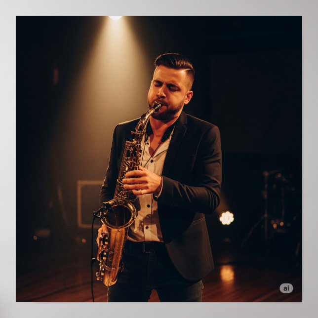 Affiche Jazzman Saxophone (Devant)