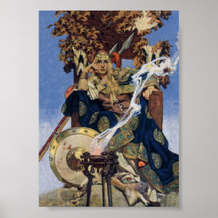 Affiche JC Leyendecker Reine Maeve Guerrière Celtique