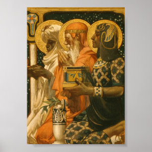 Affiche JC Leyendecker Trois Sages Vintage Noël