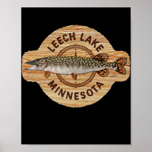 Affiche JCombs Leech Lake Minnesota Northern Pike Fishing