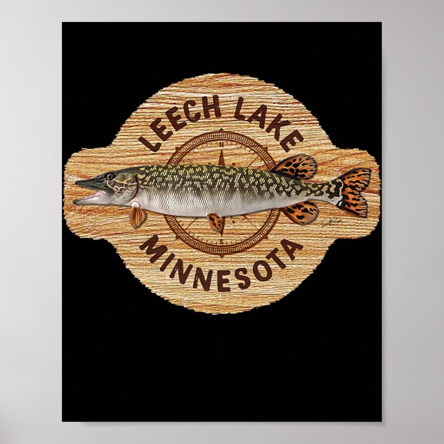 Affiche JCombs Leech Lake Minnesota Northern Pike Fishing (Devant)