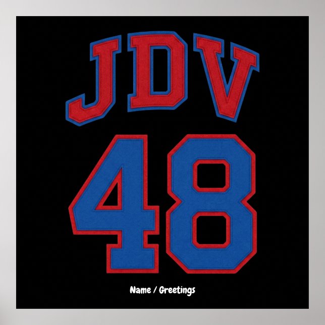 Affiche JDV 48 Rétro Style Universitaire Monogramme Vintag (Devant)