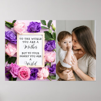 Affiche Je aime ma mère Cadeau de fête des mères floral