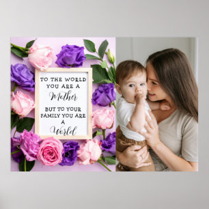 Affiche Je aime ma mère Fête des mères Floral Souvenir