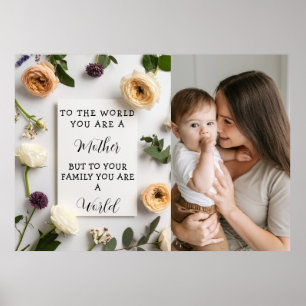Affiche Je aime ma mère Fête des mères Floral Souvenir