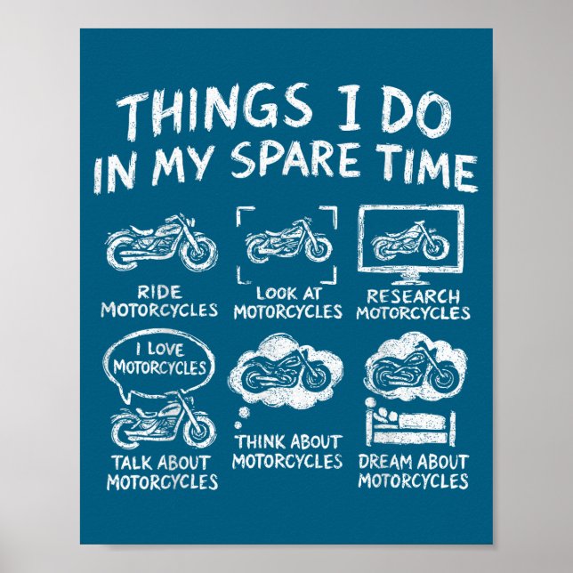 Affiche Je choses moto de motard de temps libre (Devant)