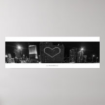 Je coeur Chicago Skyline en noir et blanc