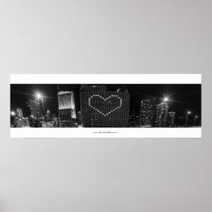 Affiche Je coeur Chicago Skyline en noir et blanc