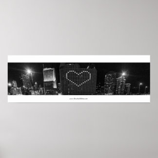 Affiche Je coeur Chicago Skyline en noir et blanc