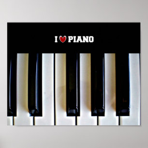 Affiche Je coeur Piano avec touches piano