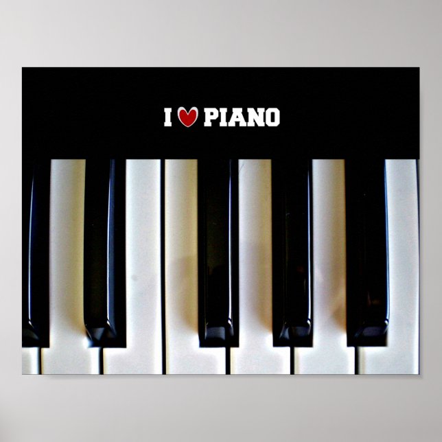 Affiche Je coeur Piano avec touches piano (Devant)