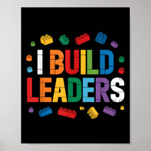 Affiche Je Construis Des Leaders Briques Bâtir Blocs Ensei