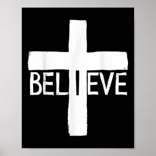 Affiche Je crois croix Dieu Jésus foi religieuse chrétienn