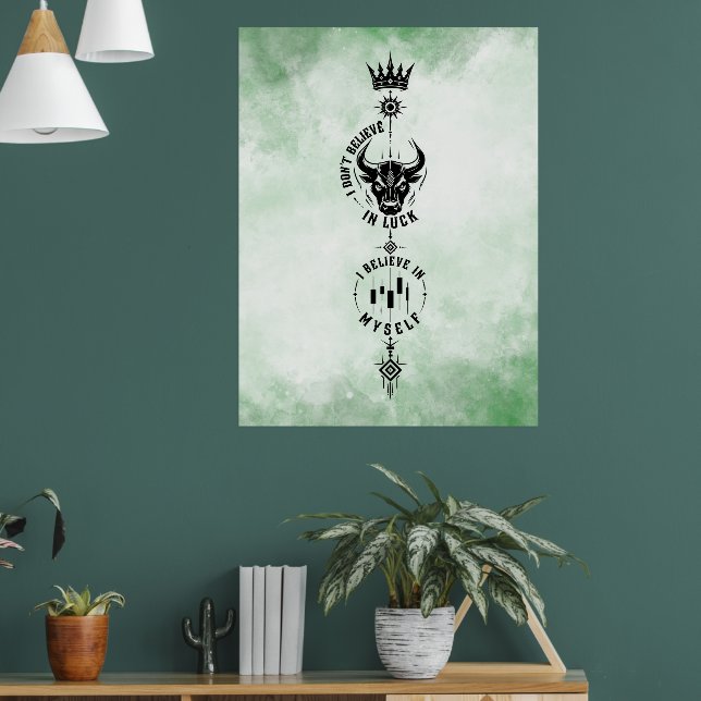 Affiche Je crois en moi Symbole Trader Aquarelle Verte (Salon 1)