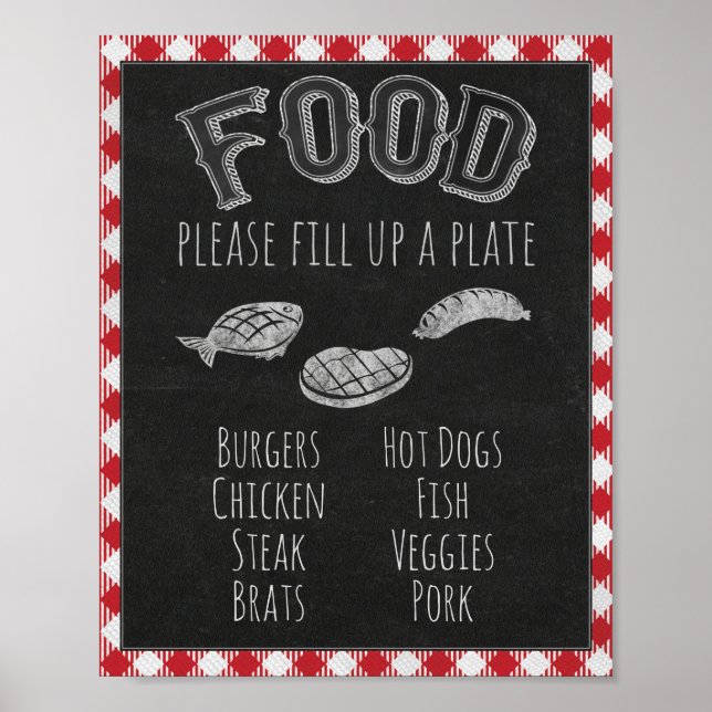 Affiche Je fais BBQ Party Food Bar, Grill & BBQ Bar Sign (Devant)