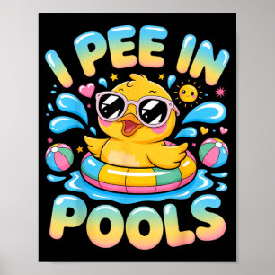 Affiche Je fais pipi dans les piscines drôle sarcasme mign
