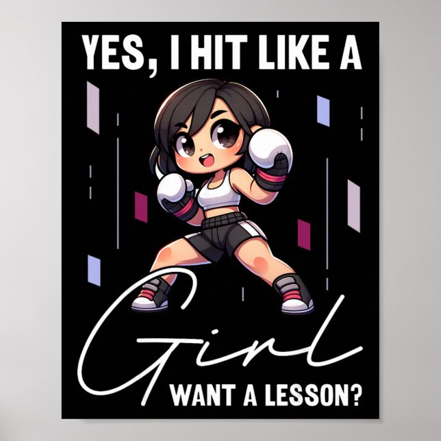 Affiche Je frappe comme une fille, vous voulez une leçon d (Devant)