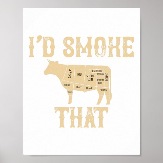 Affiche Je fumerais ce cadeau de grillades de vaches (Devant)