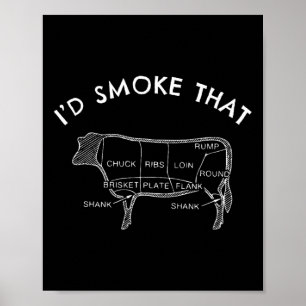 Affiche Je fumerais cette vache drôle Fumer Barbecue Grill