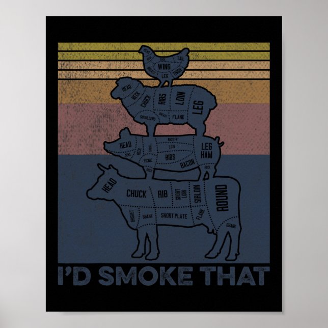 Affiche Je Fumerais Que Le Boucher De Poulet De Porc De Bo (Devant)