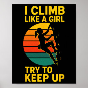 Affiche Je grimpe comme une fille - Silhouette d'escalade