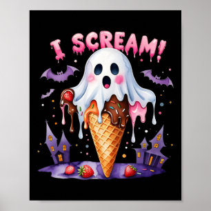 Affiche Je hurle Ghost Glace Cream Halloween jolie Art drô