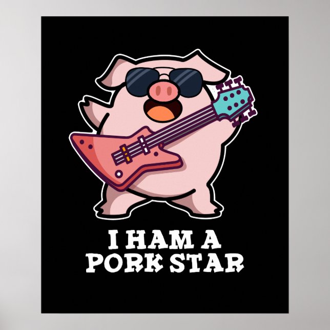Affiche Je Jamais Un Pork Star Funny Rock Star Pig Pun Dar (Devant)