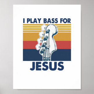 Affiche Je Joue Basse Pour Jésus Guitare Vintage
