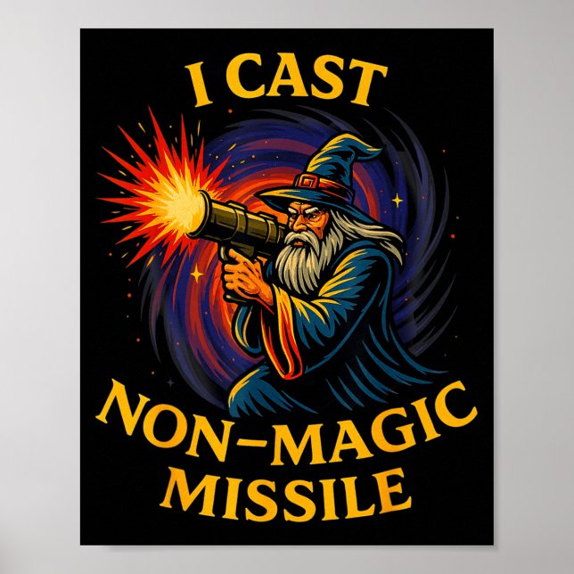 Affiche Je lance un missile non magique Parodie de sorcier (Devant)