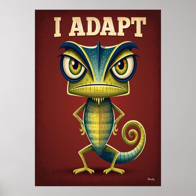Affiche Je m'adapte Caméléon – Art de personnage de dessin (Devant)