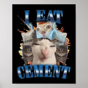 Affiche Je Mange Du Ciment Maudit Chat Drôle Odly Spécifiq