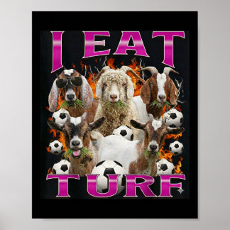 Affiche Je mange du gazon drôle de chèvre contrefaçon styl