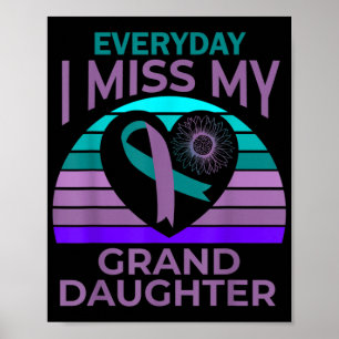 Affiche Je manque ma petite-fille Cœur Sensibilisation au 