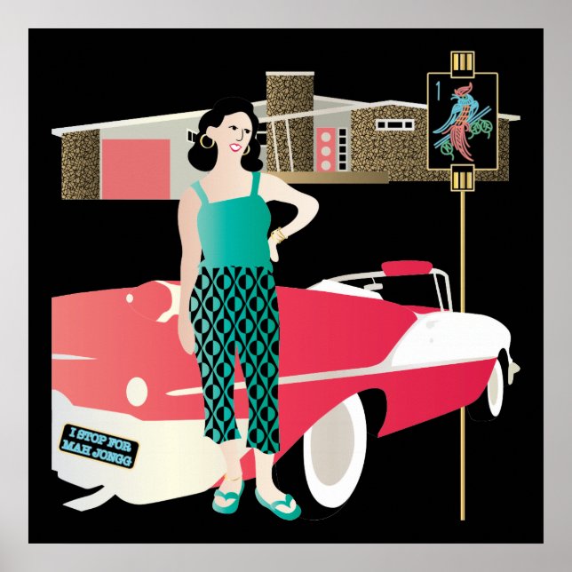 Affiche Je m'arrête pour Mah Jongg Retro House (Devant)