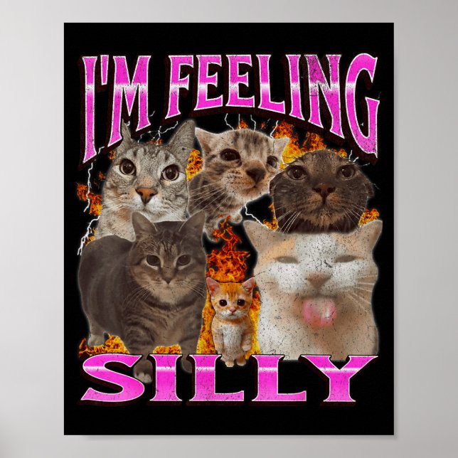 Affiche Je me sens drôle Mème de chat drôle Bootleg graphi (Devant)