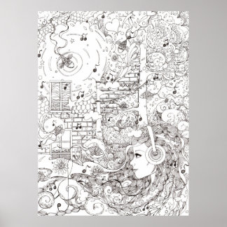 Affiche Je me suis assis au bord de l'océan - illustration