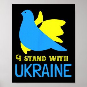 Affiche Je me tiens avec la colombe de la paix ukrainienne
