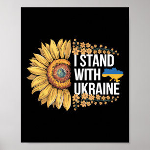 Affiche Je me tiens avec la fleur de tournesol Ukraine Pai