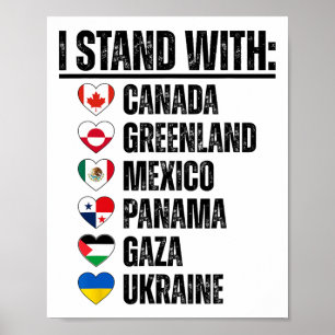 Affiche Je me tiens avec le Canada Groenland Mexique Panam