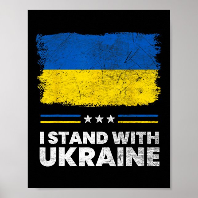 Affiche Je me tiens avec le drapeau de l'Ukraine - Drapeau (Devant)