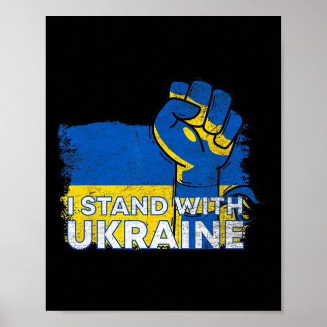 Affiche Je me tiens avec le drapeau de l'Ukraine - Drapeau (Devant)