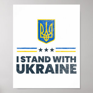 Affiche Je me tiens avec le drapeau de l'Ukraine - Drapeau