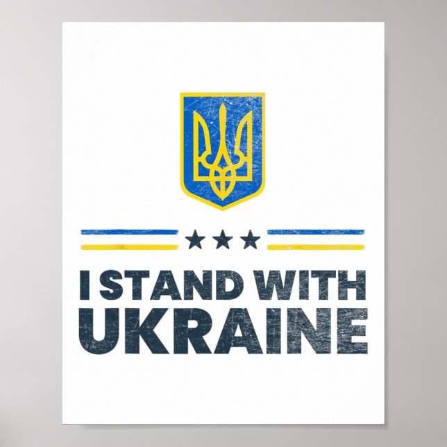Affiche Je me tiens avec le drapeau de l'Ukraine - Drapeau (Devant)